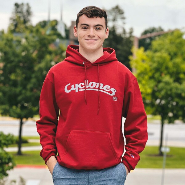 Champion® Cyclones Script Cardinal Hoodie